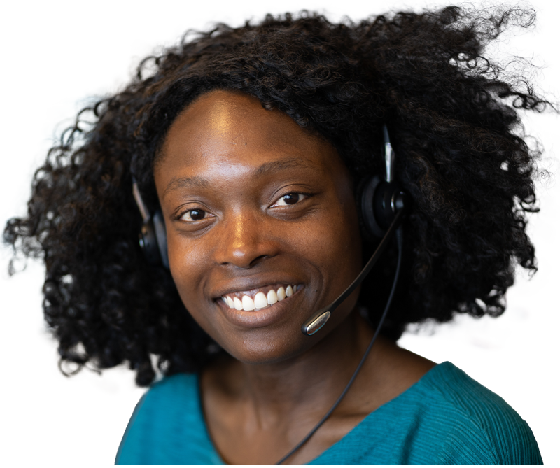 Woman wearing headphones with microphone attachment Woman wearing headphones with microphone attachment